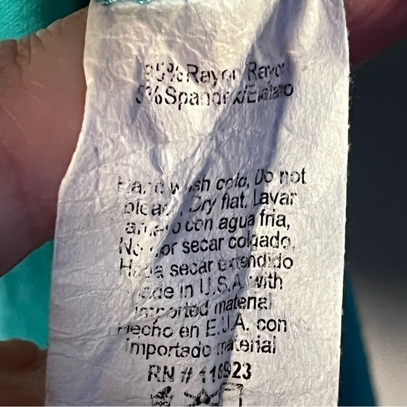 Easel | Green Ruffle Hem Short Sleeve Tunic, Large - Picture 5 of 6